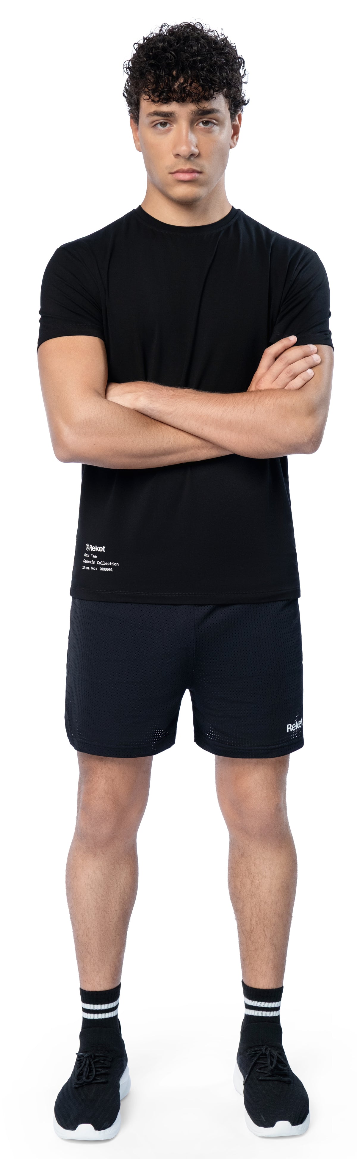 Model wearing Core Tee, front view
